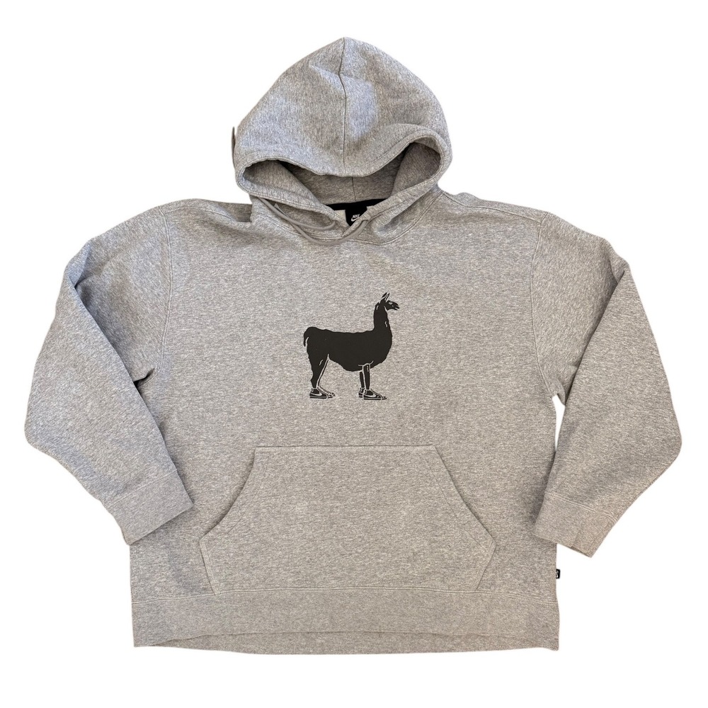 Nike SB Llama Sneaker Graphic Hoodie Gray Heather Fleece Mens XL Pullover